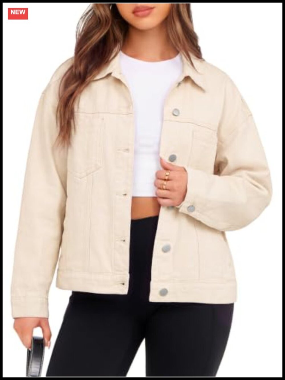 Oversized Rigid Denim Jean Jacket Button Down Casual Fall Coat